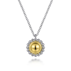 Sterling Silver/14K Yellow Gold Bujukan Fashion Pendant with Beaded frame
